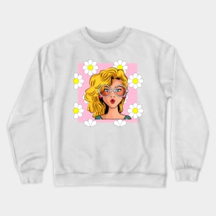 Retro Pop Art Girl Crewneck Sweatshirt